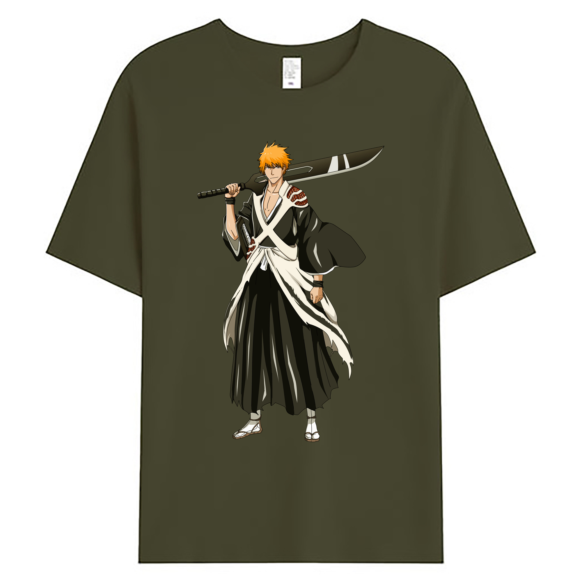 （画像用） ブリーチ 黒崎一護（くろさき いちご）BLEACH Kurosaki Ichigo 綿100％ メンズ半袖Tシャツ｜肌触りやわらか＆通気性